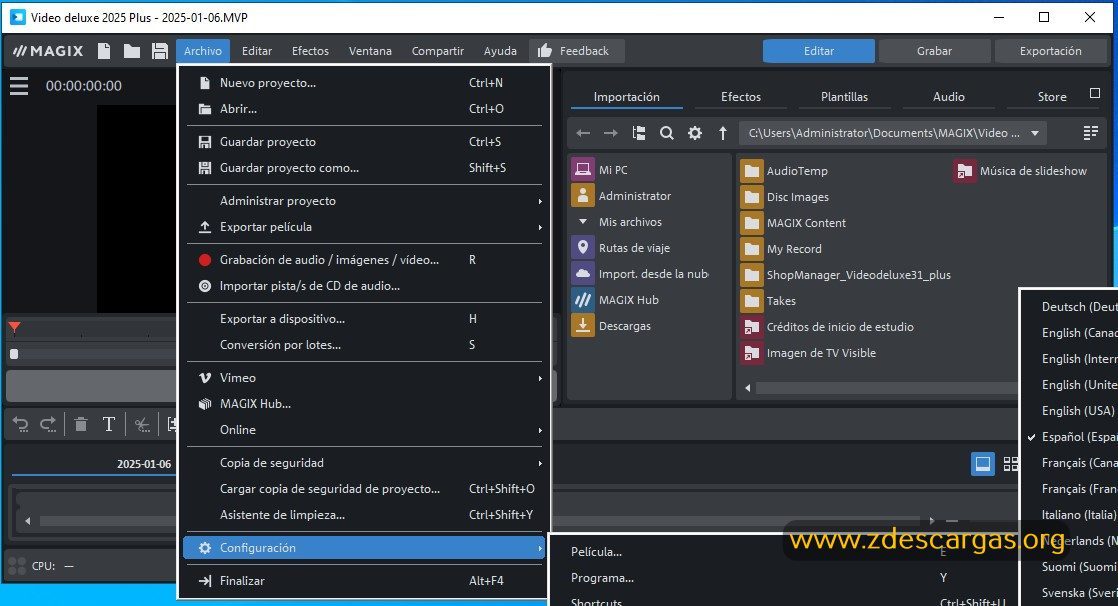 MAGIX Movie Studio Platinum 2025 Full Español